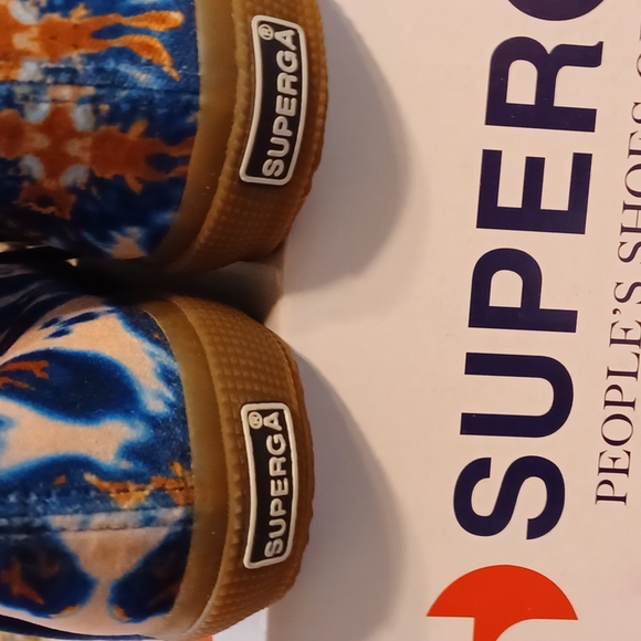 SUPERGA ITALIAN SHOES VELVET BROWN/BLUE SIZE 8.5 WOMENS 7 MENS. - Picture 2 of 9